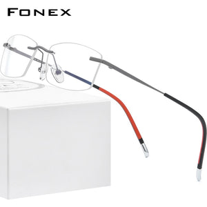 FONEX Rimless Titanium Glasses Men 2022  Square Prescription Eyeglasses Frame Women Myopia Optical Eyewear 9608