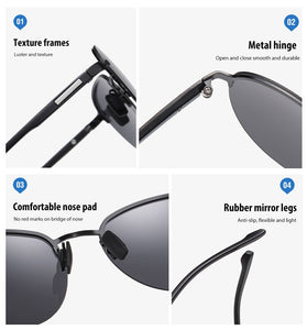 FUQIAN 2023 Round Polarized Sunglasses Men Women Rimless Sun Glasses Male Ultra Light TR90 Driver's Eyeglasses UV400