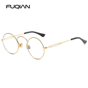 FUQIAN  Small Round Polarized Men Sunglasses Brand Design Steampunk Women Sunglass Anti Blue Ray Glasses