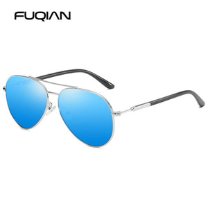 FUQIAN Stylish Polarized Sunglasses Men Women Metal Pilot Sun Glasses Male Ultra Light TR90 Driving Shades UV400