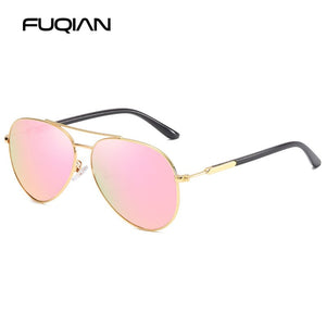 FUQIAN Stylish Polarized Sunglasses Men Women Metal Pilot Sun Glasses Male Ultra Light TR90 Driving Shades UV400