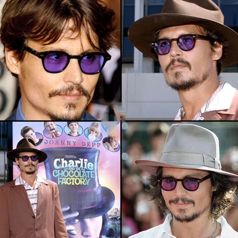 Johnny Depp Style Round Sunglasses Men Clear Tinted Lens Brand Design –  Cinily