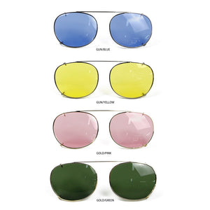 Tinted Coating Clip On Glasses For Women Men Polarized Sunglasses Depp Style Clip-On Round Sun Glasses Driving Shades