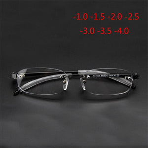 Frameless Finished Myopic Eyeglasses Men Women Rimless Ultralight Frame Short-sighted Eyewear Myopia Glasses 100 ~ 400 Degrees