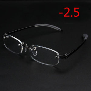 Frameless Finished Myopic Eyeglasses Men Women Rimless Ultralight Frame Short-sighted Eyewear Myopia Glasses 100 ~ 400 Degrees