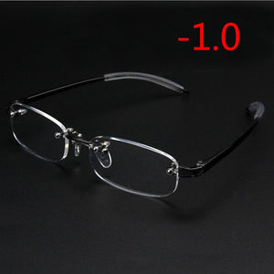 Frameless Finished Myopic Eyeglasses Men Women Rimless Ultralight Frame Short-sighted Eyewear Myopia Glasses 100 ~ 400 Degrees