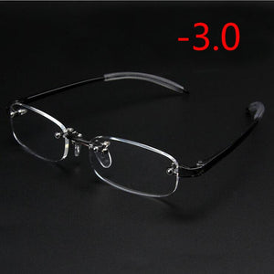 Frameless Finished Myopic Eyeglasses Men Women Rimless Ultralight Frame Short-sighted Eyewear Myopia Glasses 100 ~ 400 Degrees