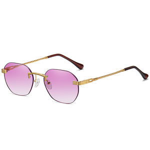 Frameless Gold Metal Ladies Sunglasses Rimless Gradient Lens Blue Sun Glasses For Men Uv400 Summer 2023