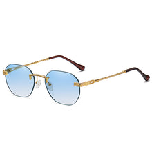 Load image into Gallery viewer, Frameless Gold Metal Ladies Sunglasses Rimless Gradient Lens Blue Sun Glasses For Men Uv400 Summer 2023