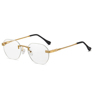 Frameless Gold Metal Ladies Sunglasses Rimless Gradient Lens Blue Sun Glasses For Men Uv400 Summer 2023