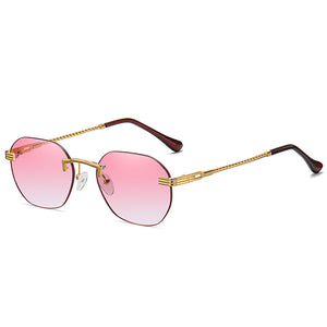 Frameless Gold Metal Ladies Sunglasses Rimless Gradient Lens Blue Sun Glasses For Men Uv400 Summer 2023