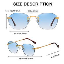 Load image into Gallery viewer, Frameless Gold Metal Ladies Sunglasses Rimless Gradient Lens Blue Sun Glasses For Men Uv400 Summer 2023