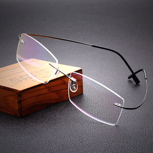 100%pure titanium Rimless brand eyeglasses frames men Women optical frame spectacle frame eye prescription glasses