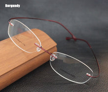 Load image into Gallery viewer, 100%pure titanium Rimless brand eyeglasses frames men Women optical frame spectacle frame eye prescription glasses