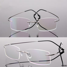 Load image into Gallery viewer, 100%pure titanium Rimless brand eyeglasses frames men Women optical frame spectacle frame eye prescription glasses