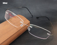 Load image into Gallery viewer, 100%pure titanium Rimless brand eyeglasses frames men Women optical frame spectacle frame eye prescription glasses