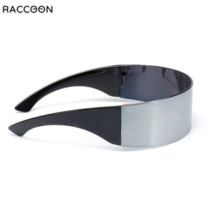 Future Wrap Around Rimless Sunglasses Women Men Weird Siamese Halloween Party Year 2000s Kilo Hacker Y2K Technology Sun Glasses