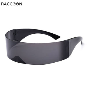 Future Wrap Around Rimless Sunglasses Women Men Weird Siamese Halloween Party Year 2000s Kilo Hacker Y2K Technology Sun Glasses