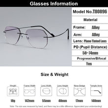 Load image into Gallery viewer, Gmei Optical Classic Ultra-light Black Titanium Alloy Men&#39;s Rimless Glasses Frame With Gradient Grey Tint Plano Lenses T80896