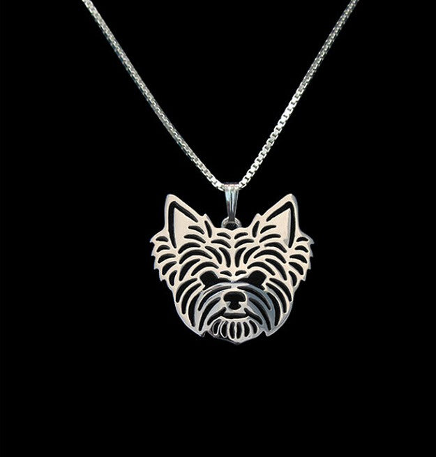 Gold & silver 1pcs Yorkshire Terrier Necklace 3D Cut Out Puppy Dog Lover Pendant Memorial Necklaces Pendants Christmas Gift