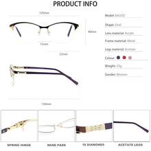 Load image into Gallery viewer, Metal Glasses Frame Women Vintage Eyeglasses Frames Prescription Eyewear Stylish Spring Hinges Optical Spectacle Eye OCCI CHIARI