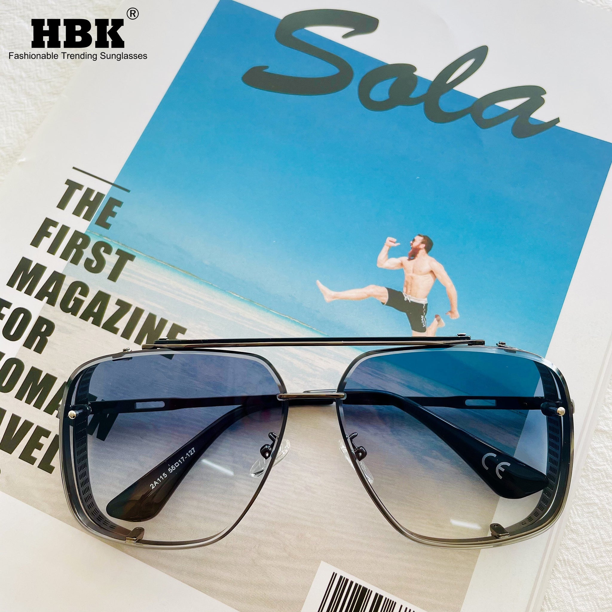 HBK Vintage Square Pilot Sunglasses Men Brand Design Sun Glasses Big F –  Cinily
