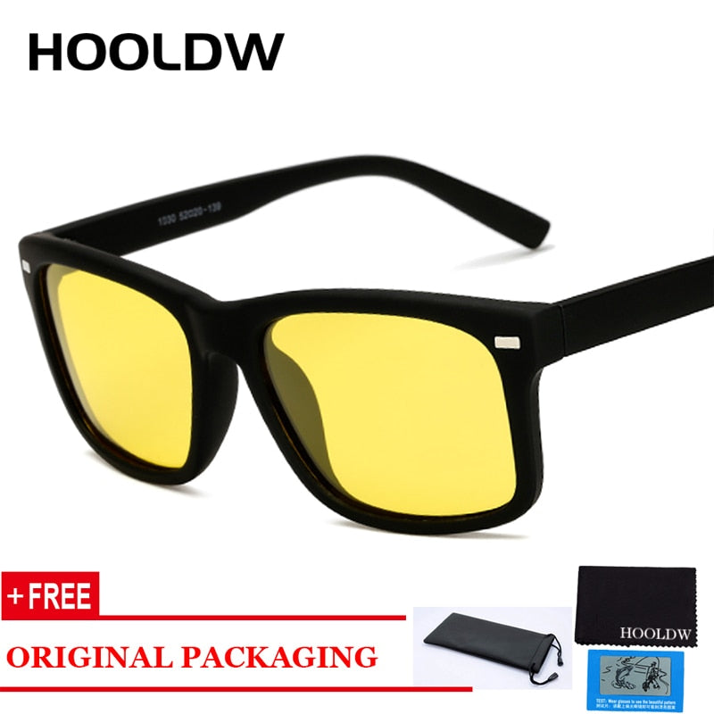 HLLHDG Polarized Sunglasses Men Square Sun Glasses yellow night