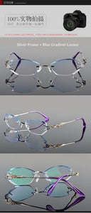 Chashma Tint Lenses Myopia Glasses Reading Glasses Diamond Cutting Rimless Titanium Glasses Frame for Women