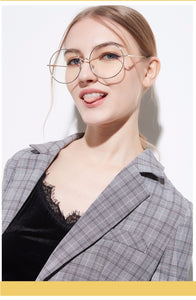 Oversized Round Glasses Women Men Metal Large Big Circle Glasses Optical Frame Round Eyeglasses Frame Fashion Spectacles Eyewear