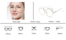 Load image into Gallery viewer, Oversized Round Glasses Women Men Metal Large Big Circle Glasses Optical Frame Round Eyeglasses Frame Fashion Spectacles Eyewear