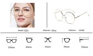 Oversized Round Glasses Women Men Metal Large Big Circle Glasses Optical Frame Round Eyeglasses Frame Fashion Spectacles Eyewear