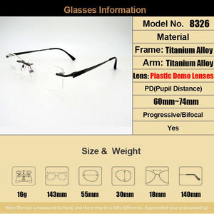 Gmei Optical S8326 Rimless Eyeglasses Frame for men Rimless Eyewear Glasses