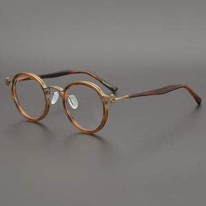 Hand-made Titanium Acetate Vintage Round Eyeglasses for Men Women Retro Eye Glasses Frame Optical Myopia Prescription Eyewear