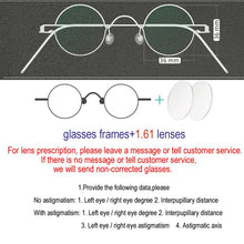 Load image into Gallery viewer, Handmade custom round diameter 30mm 32mm 34mm 36mm small round frame prescription glasses men and women retro optical glasses