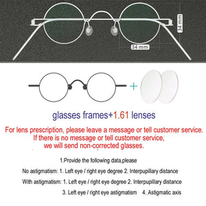 Handmade custom round diameter 30mm 32mm 34mm 36mm small round frame prescription glasses men and women retro optical glasses