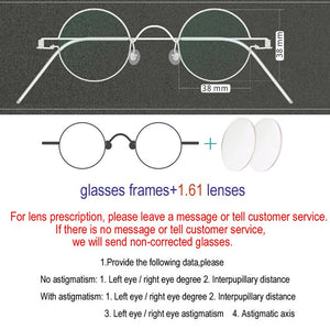 Handmade custom round diameter 30mm 32mm 34mm 36mm small round frame prescription glasses men and women retro optical glasses