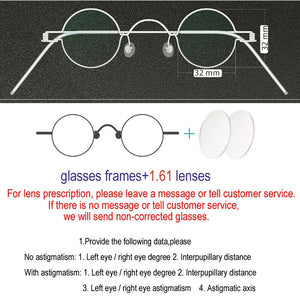 Handmade custom round diameter 30mm 32mm 34mm 36mm small round frame prescription glasses men and women retro optical glasses