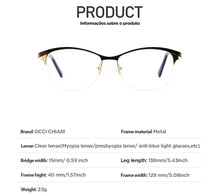 Load image into Gallery viewer, Metal Glasses Frame Women Vintage Eyeglasses Frames Prescription Eyewear Stylish Spring Hinges Optical Spectacle Eye OCCI CHIARI