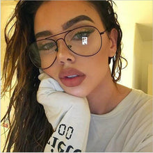 Carica l&#39;immagine nel visualizzatore di Gallery, Fashion Clear Glasses Women Optical Frames Myopia Lunette Female Oculos Oversized Transparent Pilot Glasses Fake Glasses