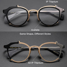 Load image into Gallery viewer, IP Titanium Retro Optical Eyeglasses Hand Made Men Myopia Prescription Glasses Frame Personality Women Ellipse Japan Eyewear