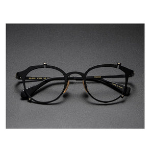 IP Titanium Retro Optical Eyeglasses Hand Made Men Myopia Prescription Glasses Frame Personality Women Ellipse Japan Eyewear