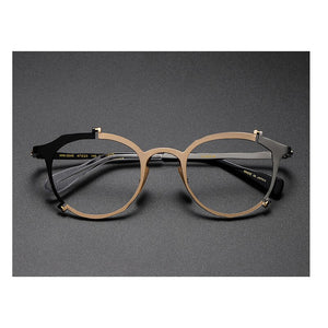 IP Titanium Retro Optical Eyeglasses Hand Made Men Myopia Prescription Glasses Frame Personality Women Ellipse Japan Eyewear