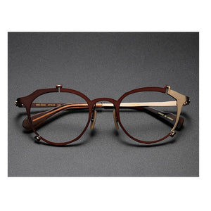 IP Titanium Retro Optical Eyeglasses Hand Made Men Myopia Prescription Glasses Frame Personality Women Ellipse Japan Eyewear