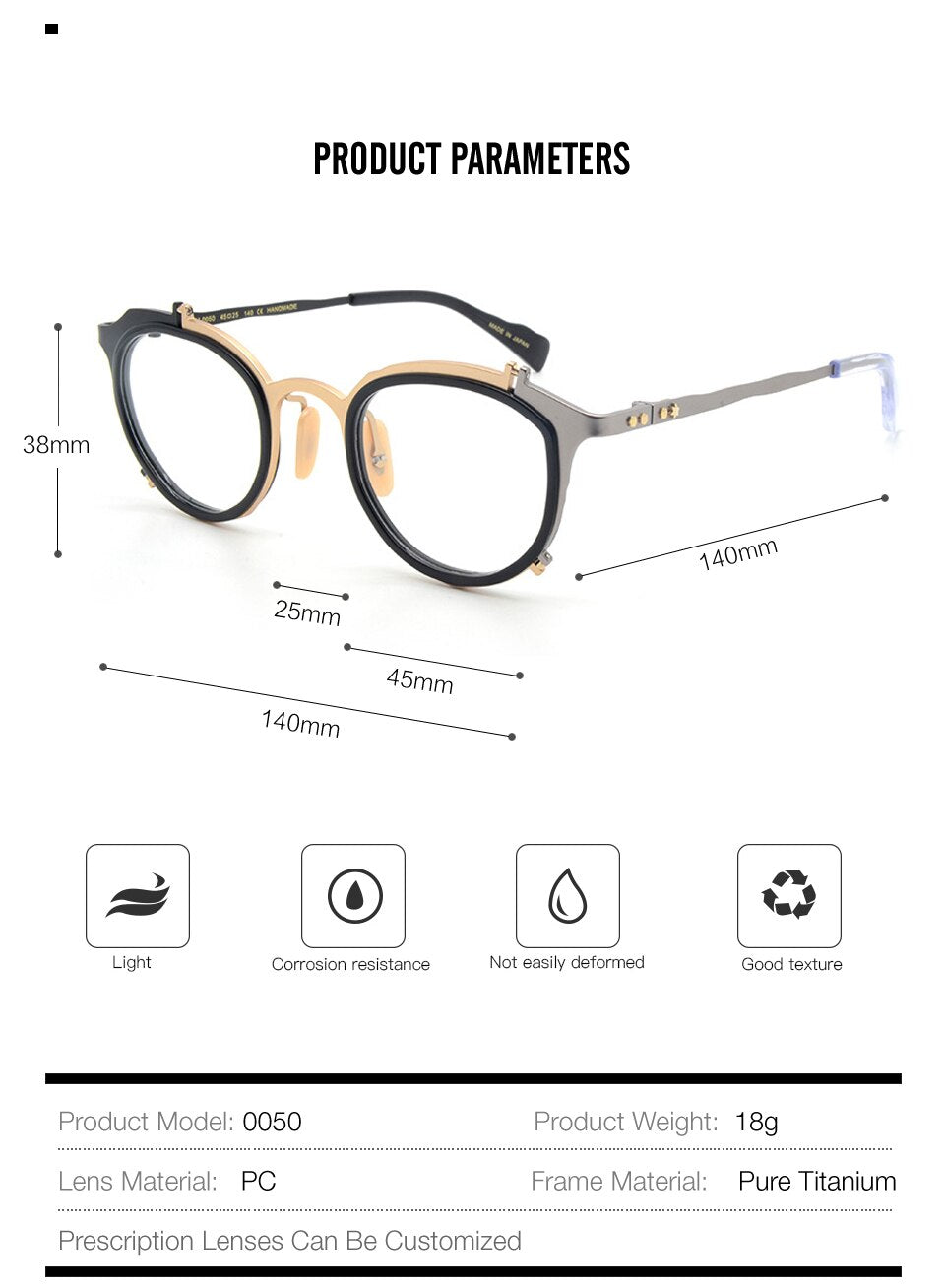 IP Titanium Retro Optical Eyeglasses Hand Made Men Myopia Prescription ...