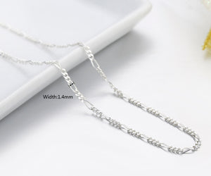 Italy Made Slim 925 Sterling Silver Figaro Chains Choker Necklace Women Jewelry kolye collier collares ketting collane 35-70cm