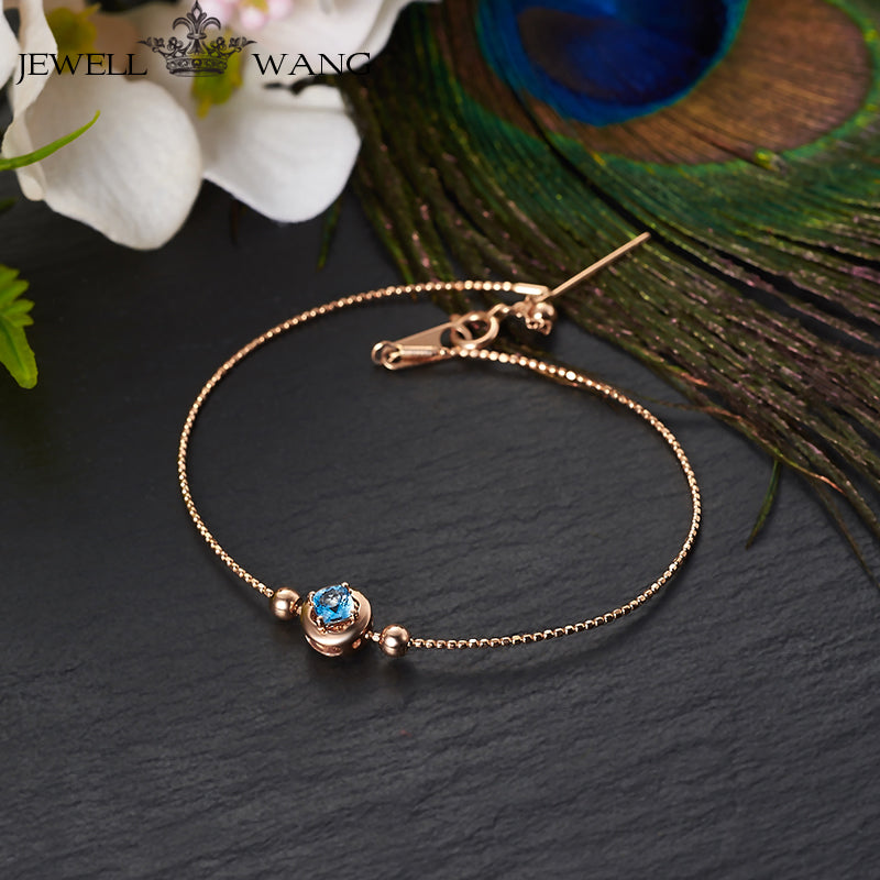 Natural Topaz Bracelet Lovely Entry Luxury 18K Rose Gold Chain Bracelet for Girls Women Fine Jewelry Gift Rose Gold