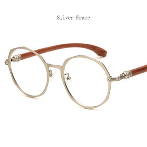 Japanese Brand Round Glasses Frame Man Women 100% Wood Myopia Computer Eyeglasses Frame 2022 Eyewear Prescription Glasses Metal