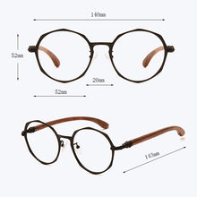 Load image into Gallery viewer, Japanese Brand Round Glasses Frame Man Women 100% Wood Myopia Computer Eyeglasses Frame 2022 Eyewear Prescription Glasses Metal