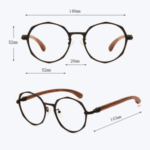 Japanese Brand Round Glasses Frame Man Women 100% Wood Myopia Computer Eyeglasses Frame 2022 Eyewear Prescription Glasses Metal