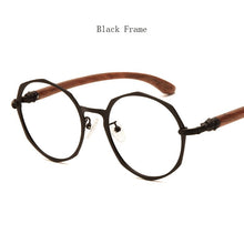 Load image into Gallery viewer, Japanese Brand Round Glasses Frame Man Women 100% Wood Myopia Computer Eyeglasses Frame 2022 Eyewear Prescription Glasses Metal